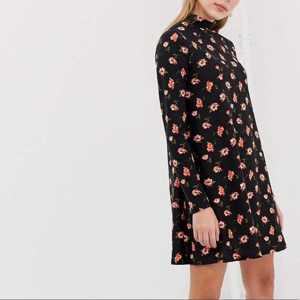 A-line mini dress with poppy print